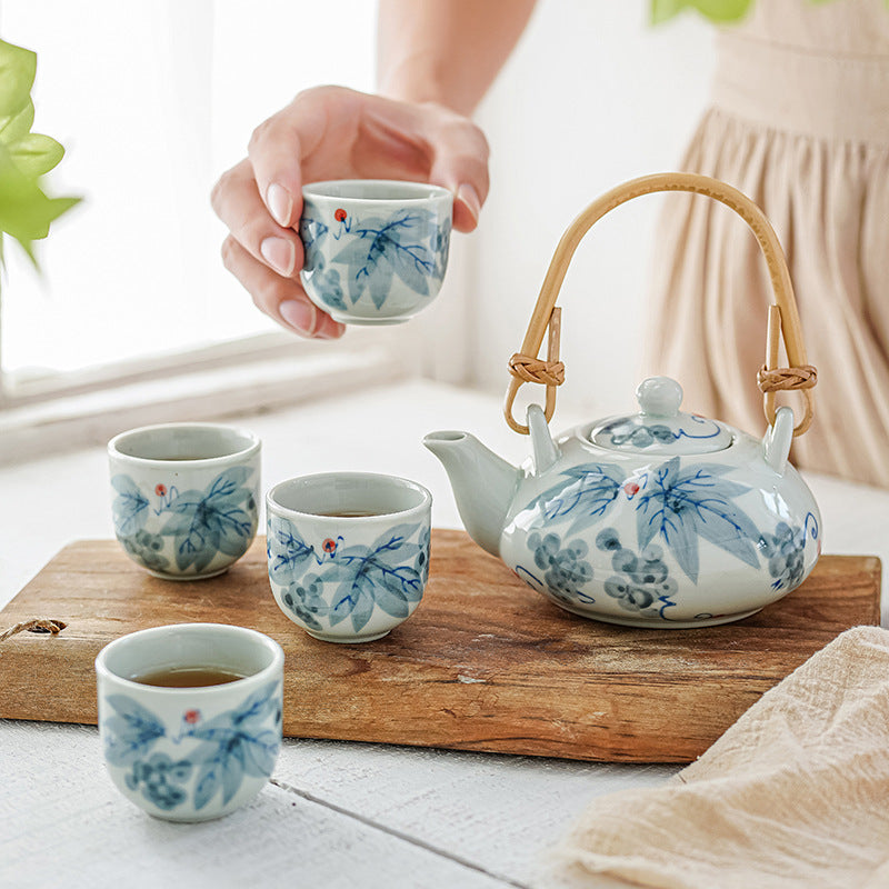 Japanese Style Hand-Painted Underglaze Tea Set