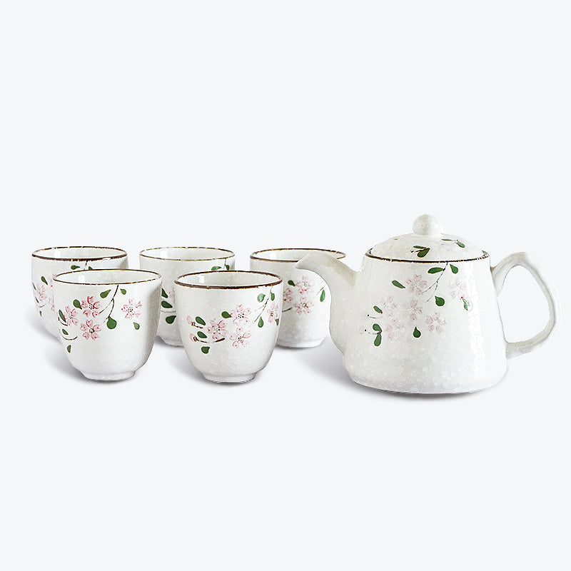 Cherry Blossom Hand-Painted Underglaze Tea Set