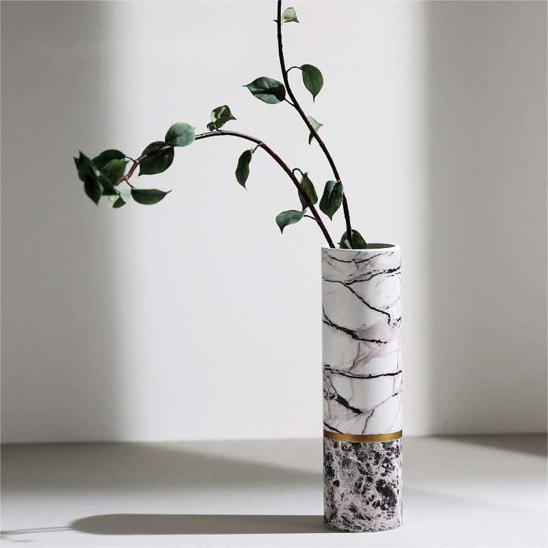 Nordic Marble Pattern Ceramic Vase