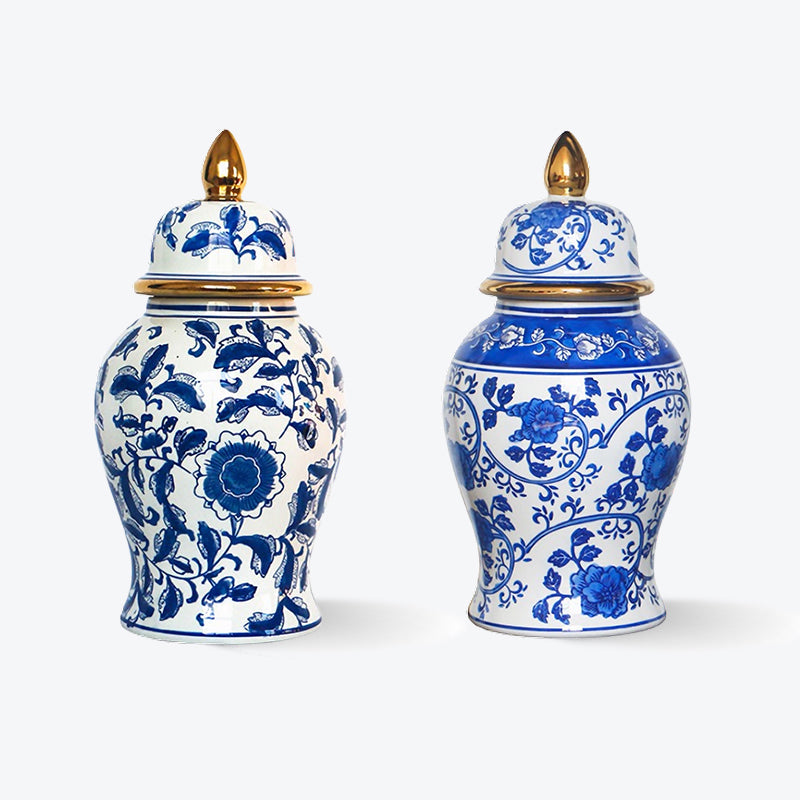 Chinoiserie Blue and White Porcelain Ginger Jar