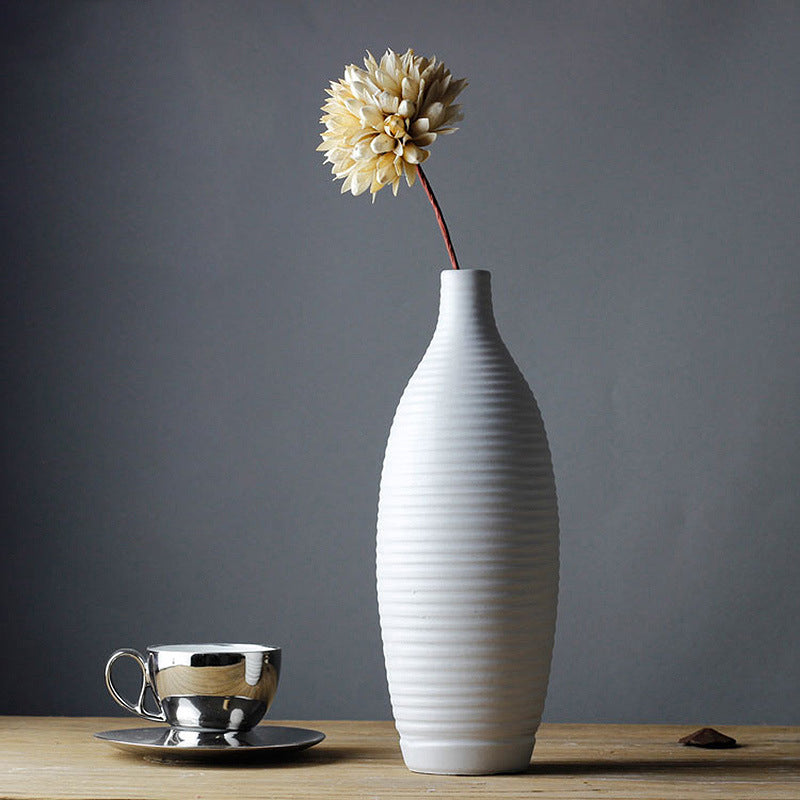 Horizontal Striped Ceramic Vase