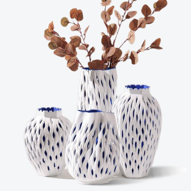 European Style White Hollow Decorative Vase