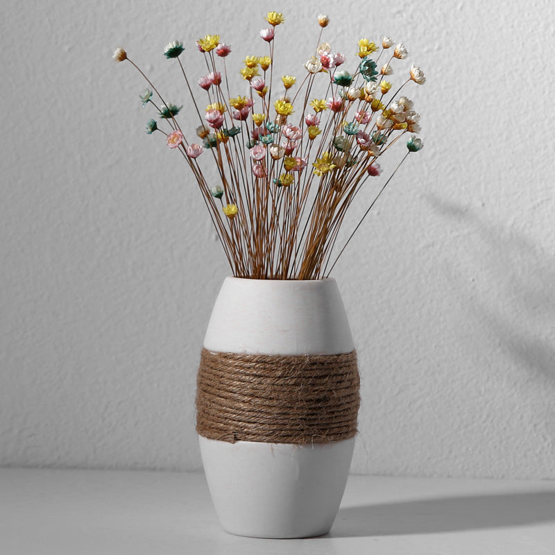 Vintage Hemp Rope Ceramic Vase