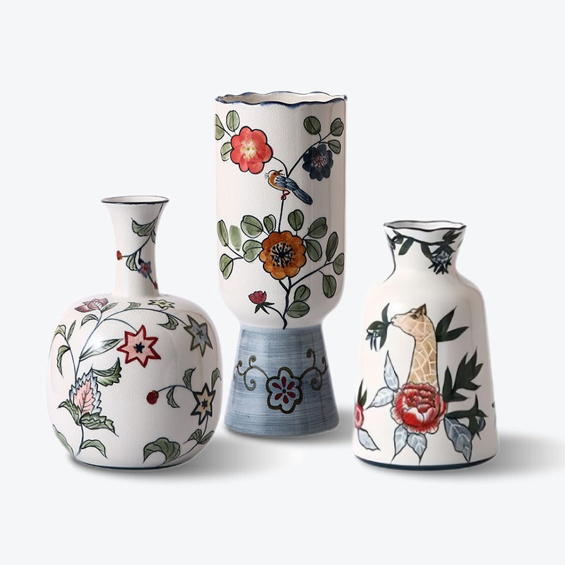 Rural Natural Hand-Painted Ceramic Vase