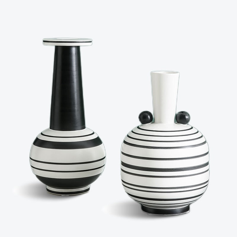 Nordic Horizontal Striped Abstract Art Ceramic Vase