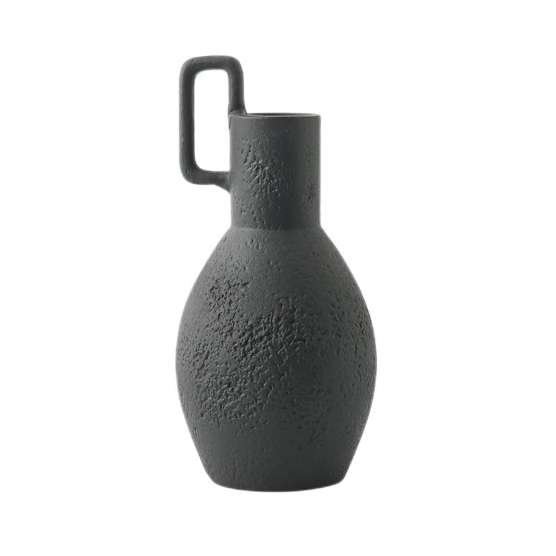 Matte Simple Solid Color Ceramic Vase with Handle