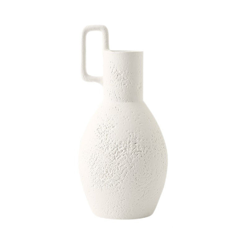 Matte Simple Solid Color Ceramic Vase with Handle