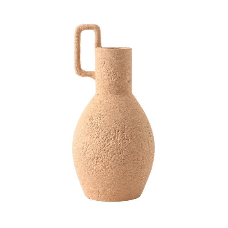 Matte Simple Solid Color Ceramic Vase with Handle