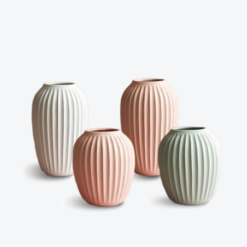 Nordic Simple Vertical Striped Ceramic Vase