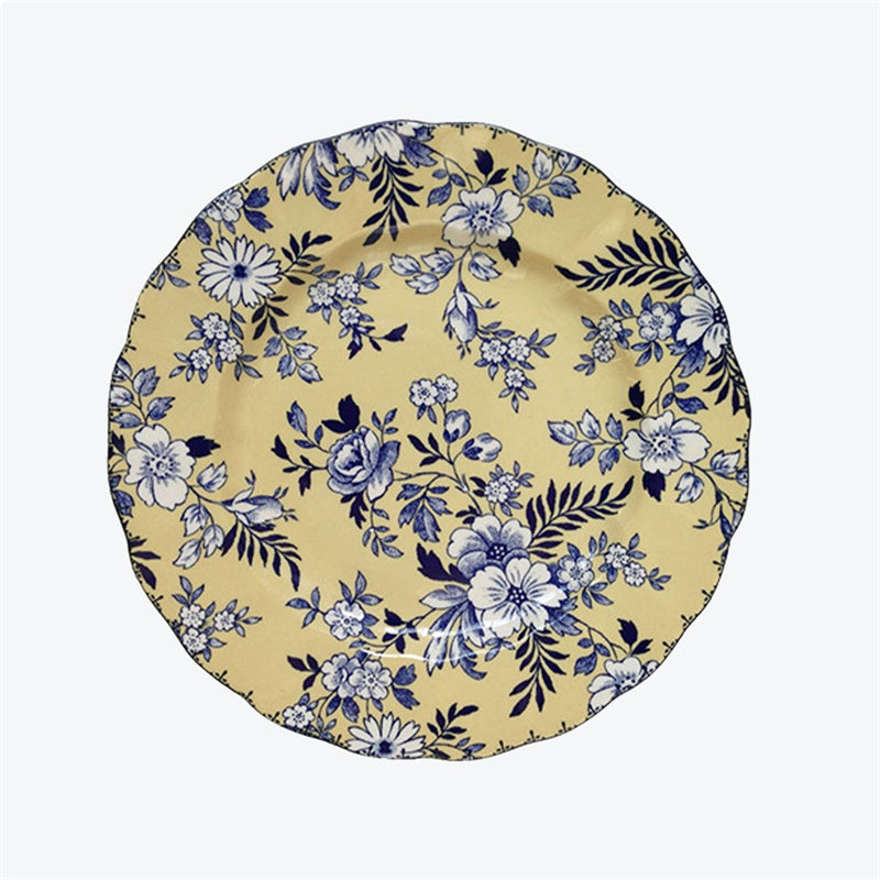 Vintage Floral Wave Edge Dinner Plate