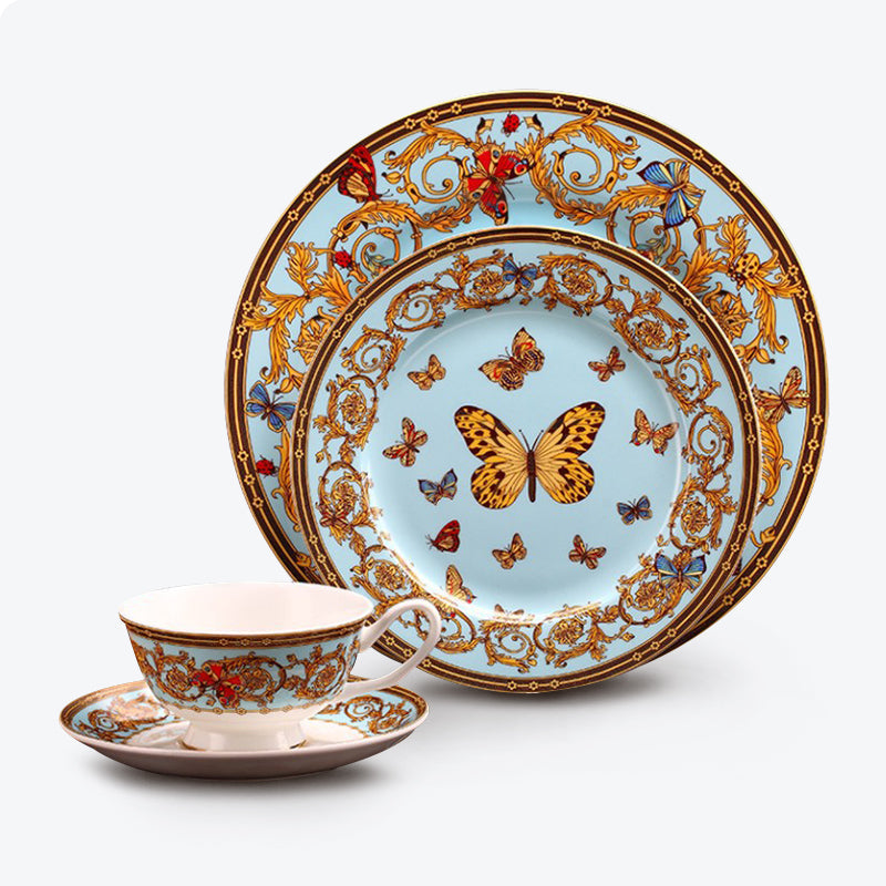 Butterfly Bone China Dinnerset with Coffee Cup,Dinner Plate