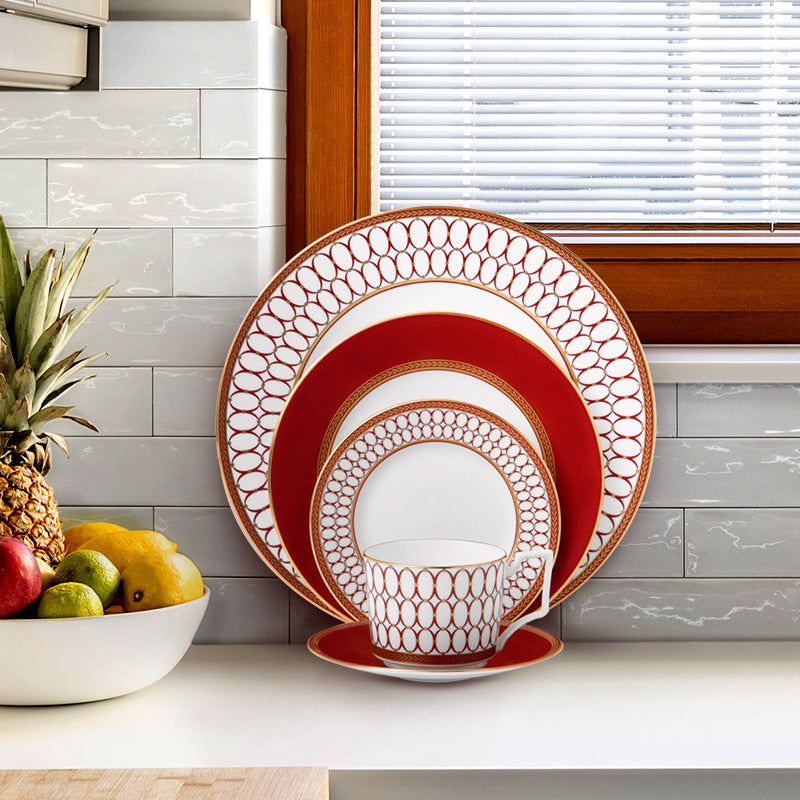 Red Modern Bone China Dinnerset with Coffee Cup,Dinner Plate