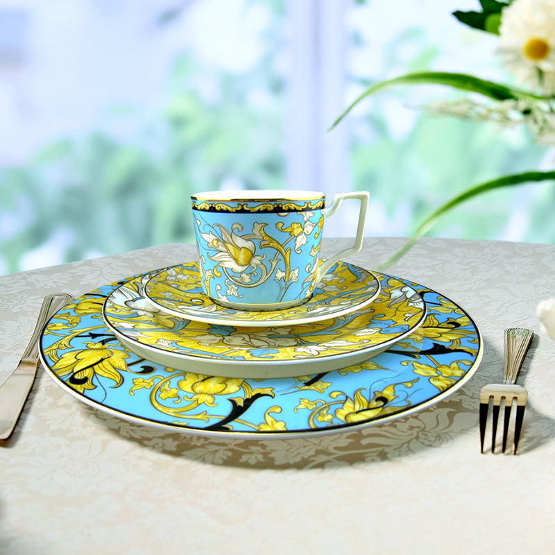 Gold Bone China Dinnerset with Coffee Cup,Dinner Plate