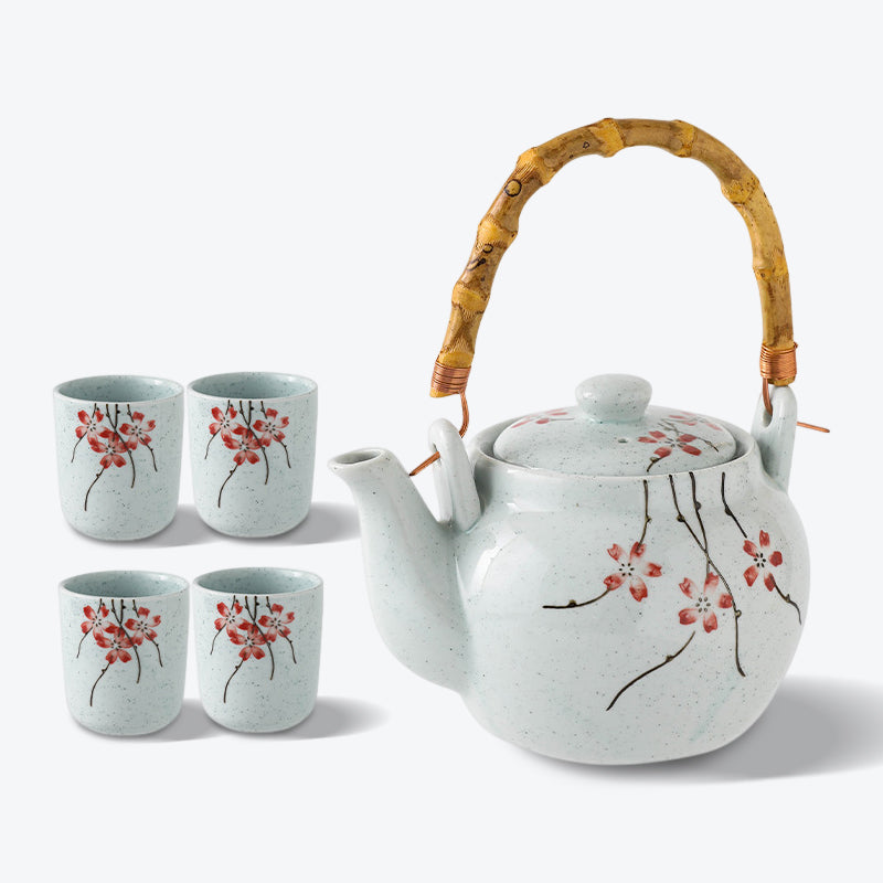 Japanese Sakura Cherry Blossom Ceramic Tea Set