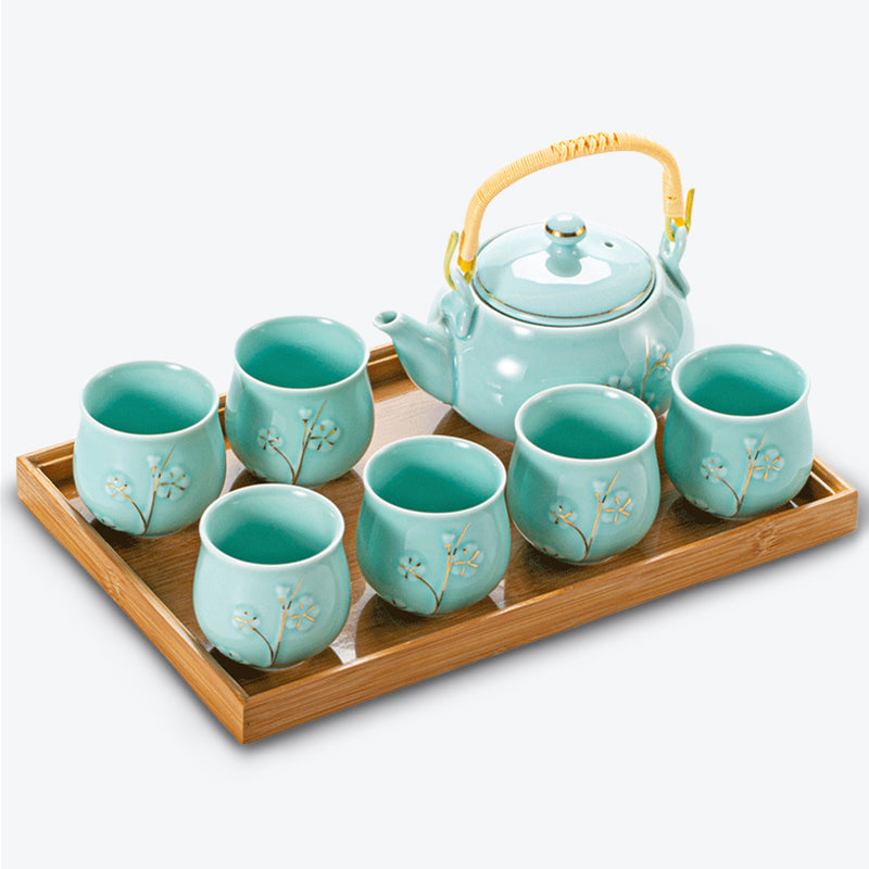 Japanese Plum Blossom Ceramic Tea Set