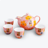 Japanese Seto Yaki Flower Tea Set