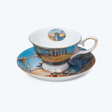 British Oil Painting Coffee Cup and Saucer Set