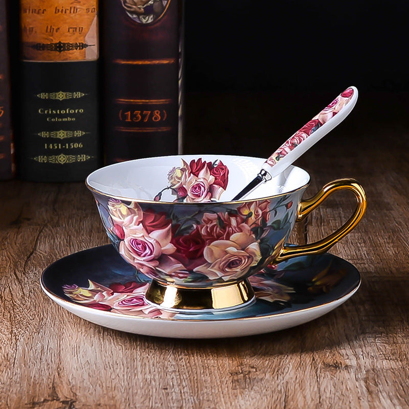 English Rose Coffee Cup and Saucer Set