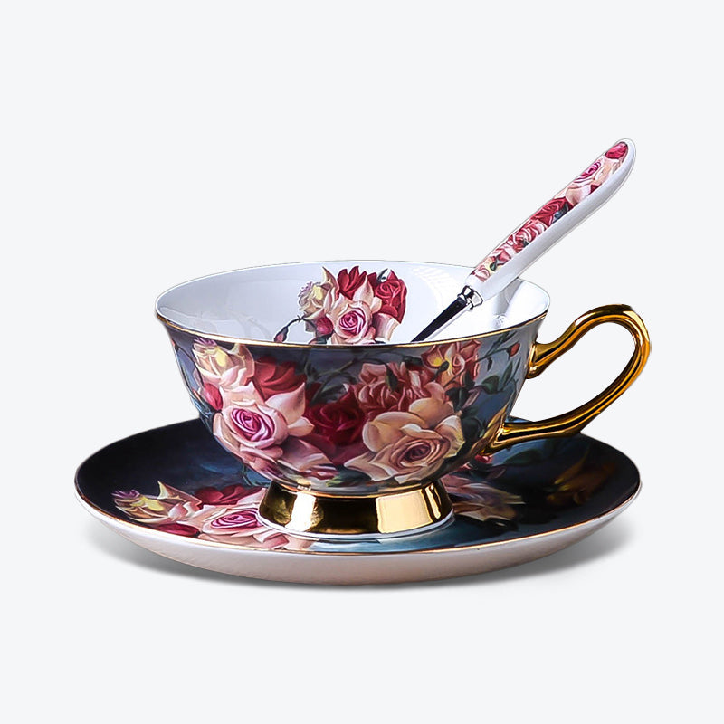 English Rose Coffee Cup and Saucer Set