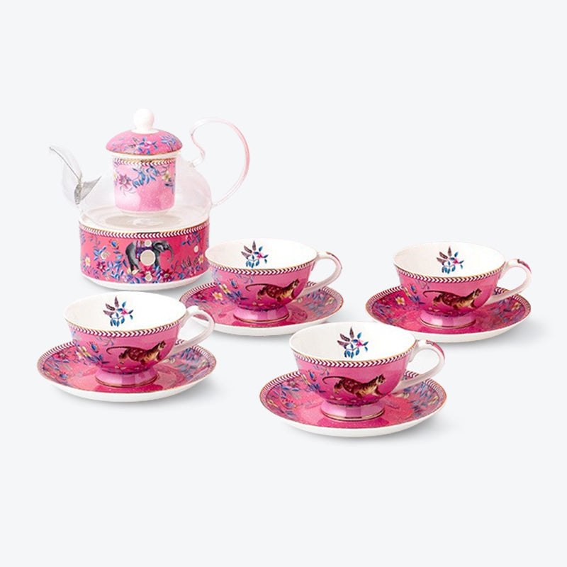 Pink Tiger Jungle Ceramic Tea Set