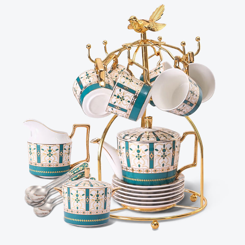 English Geometric Ceramic Tea Set