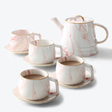 Gold Trim Marbling Ceramic Tea Set