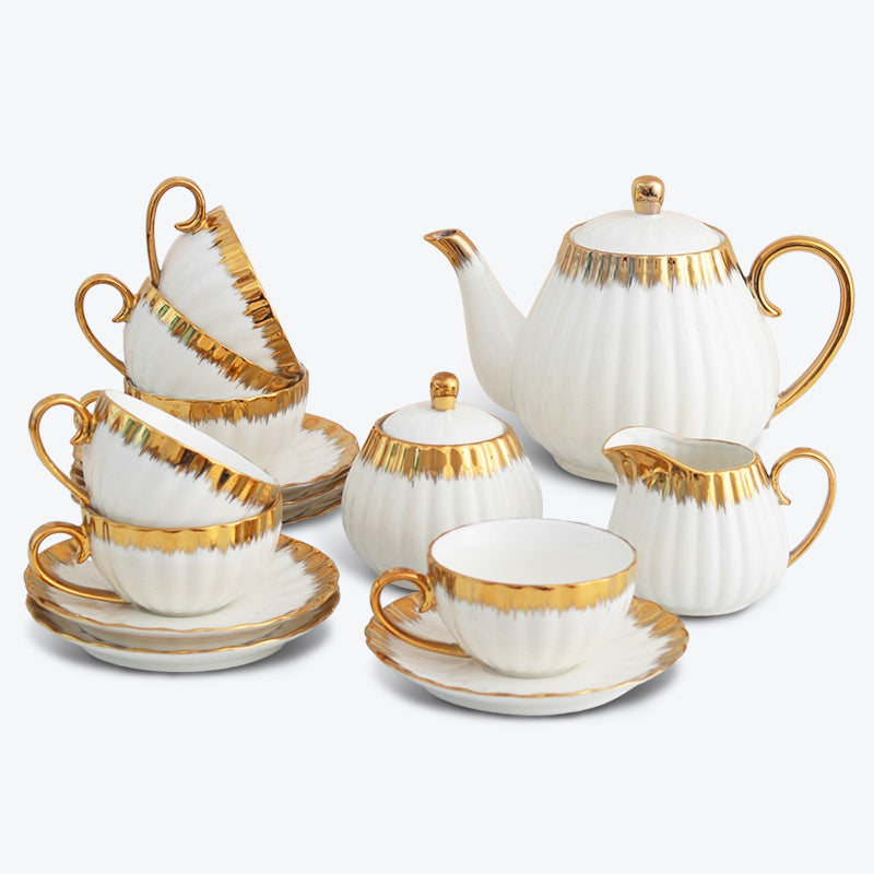 Golden Handle and Rim Afternoon Tea Set