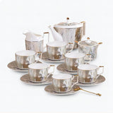 Modern Orange/Silver Marble Coffee Set