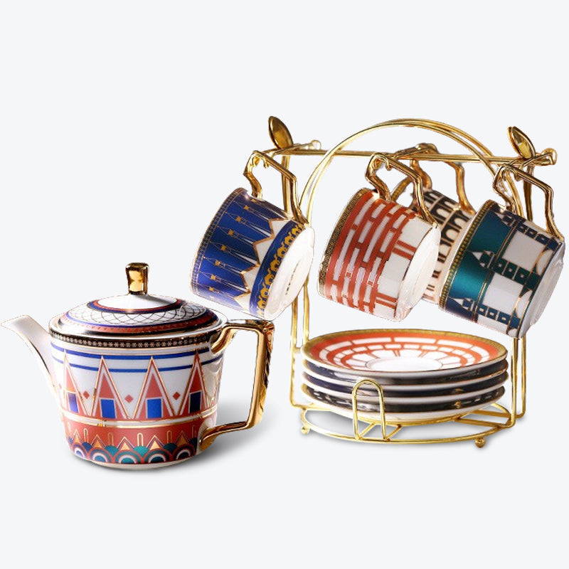 British Architecture Gold Trim Ceramic Tea Set