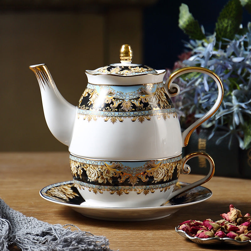 Gold Flower Bone China Tea Set for One Set