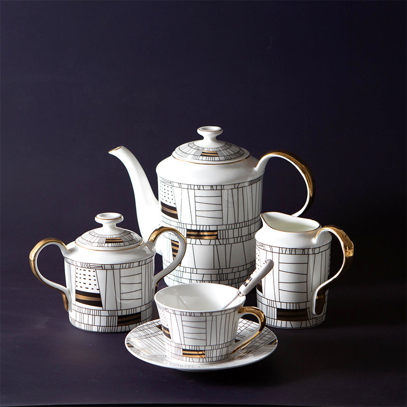 Architecture Bone China Gold Trim Tea Set