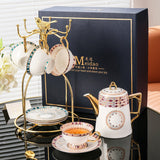 Gem Pattern Bone China Gold Trim Tea Set