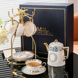 Gem Pattern Bone China Gold Trim Tea Set